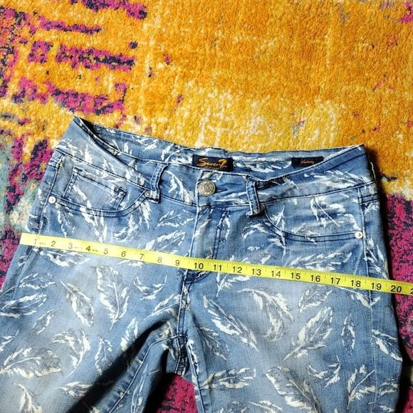 Seven7 Feather Print Skinny Jeans - Picture 9 of 14